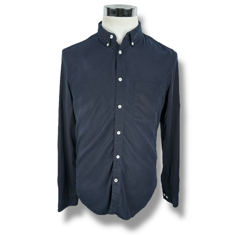 NN07 Falk‎ 5759 Shirt Men’s Small Navy Blue Long Sleeve Slim Button Down Tencel